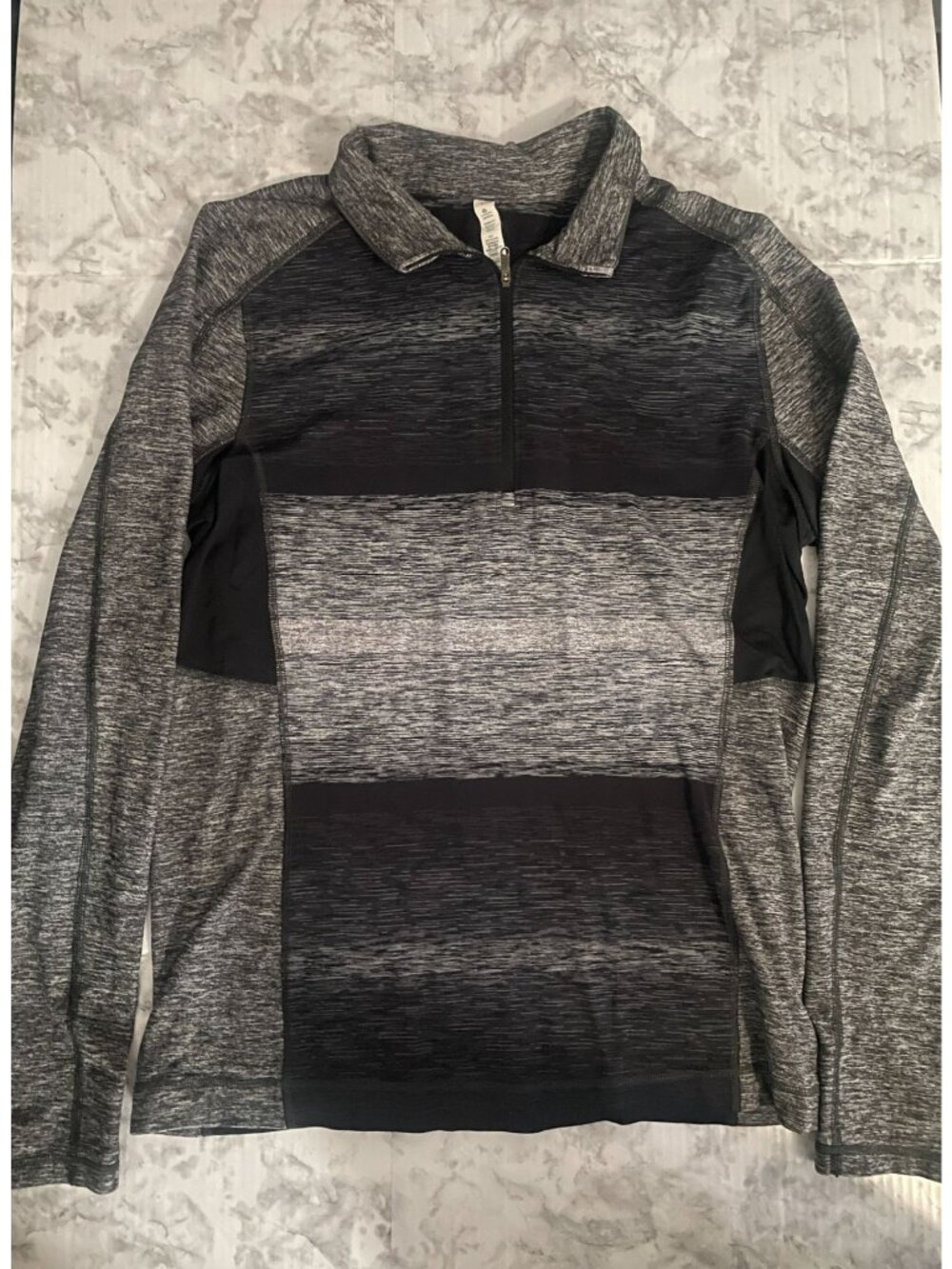 Lululemon Speed 1/2 Zip Athletic Pullover, Black, White & Gray, Mens Sz L (26-02